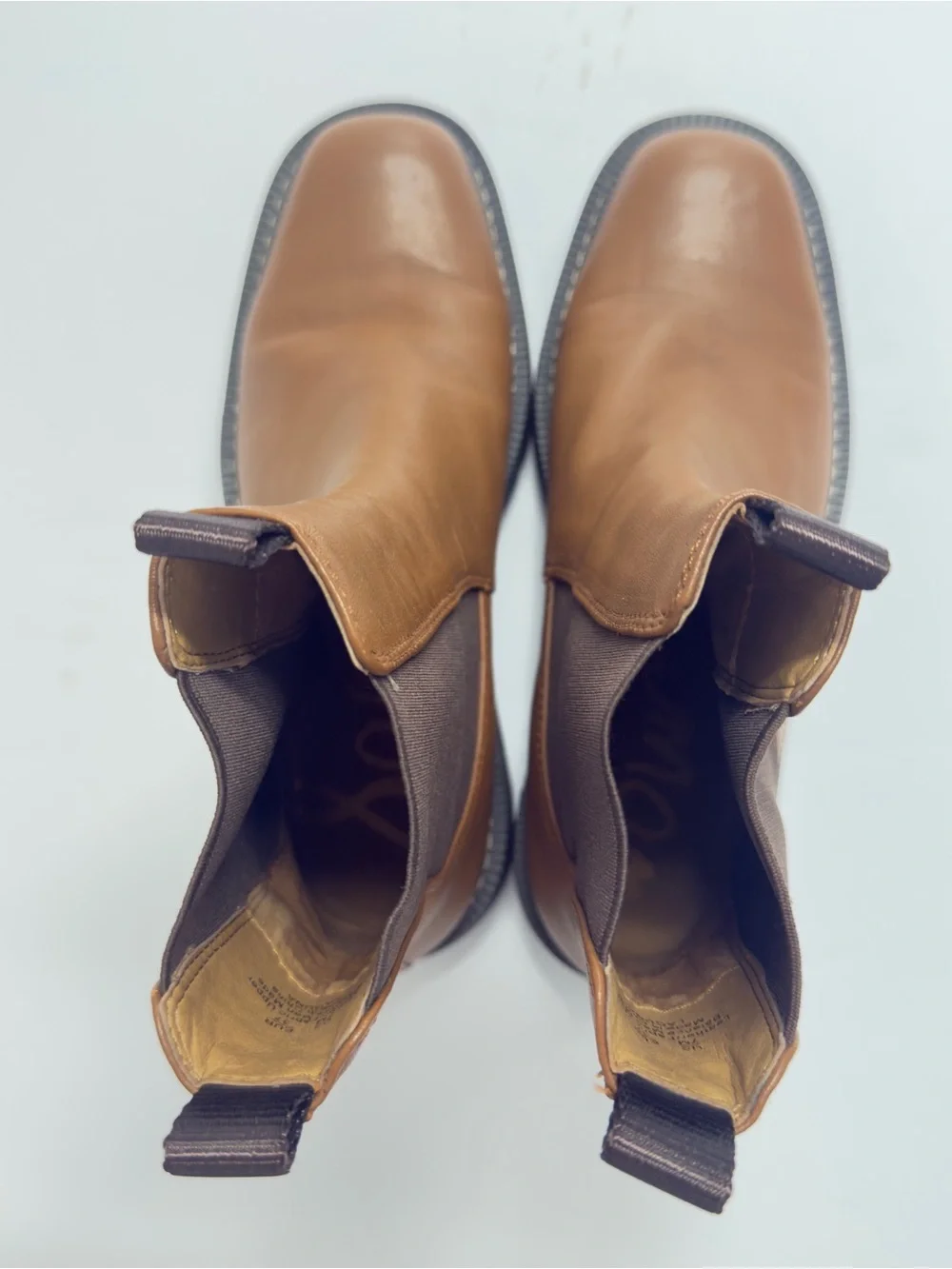 Sam Edelman Laguna Waterproof Chelsea Boot Tawny Brown Leather Lug Sole Size 7